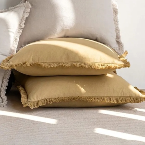 MIULEE Throw Pillow Covers 24x24 Set of 2 Khaki Fringe Chic with insert - Picture 5 of 6